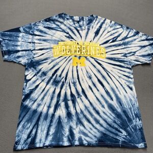 Michigan Wolverines Shirt Mens XL Blue White NCAA College Tie Dye Cotton